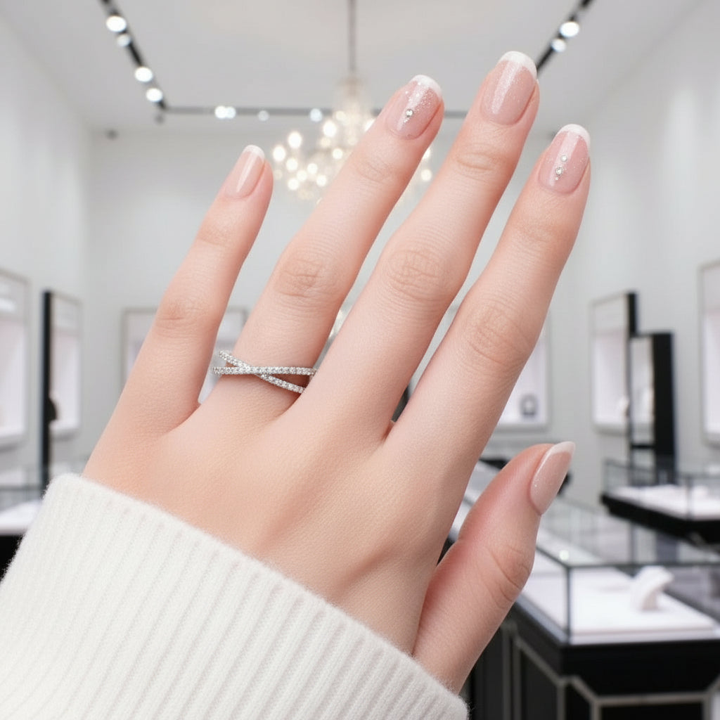 1.3mm Diamond Half Eternity Cross Wedding Band-Black Diamonds New York