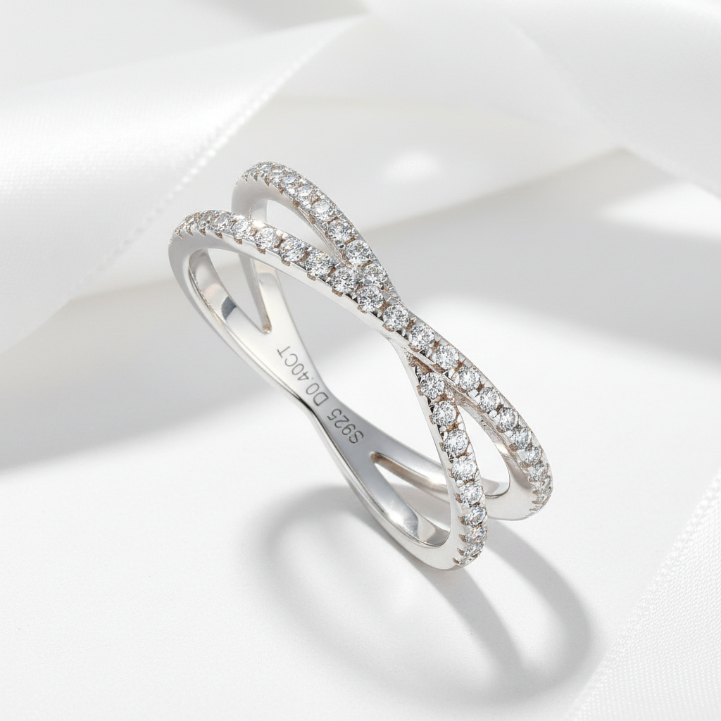 1.3mm Diamond Half Eternity Cross Wedding Band-Black Diamonds New York