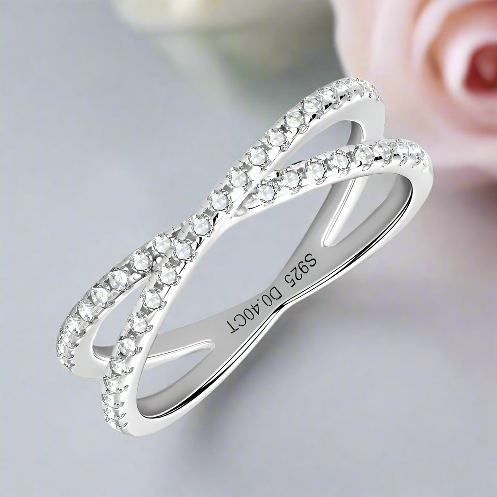 1.3mm Diamond Half Eternity Cross Wedding Band-Black Diamonds New York