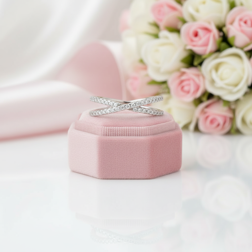 1.3mm Diamond Half Eternity Cross Wedding Band-Black Diamonds New York