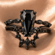 Devoted To You - Limited Coffin Cut Diamond Option Gothic Ring Set-Black Diamonds New York