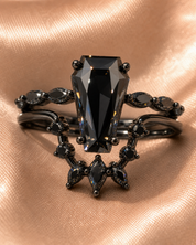 Devoted To You - Limited Coffin Cut Diamond Option Gothic Ring Set-Black Diamonds New York