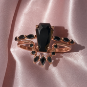 Devoted To You - Limited Coffin Cut Diamond Option Gothic Ring Set-Black Diamonds New York