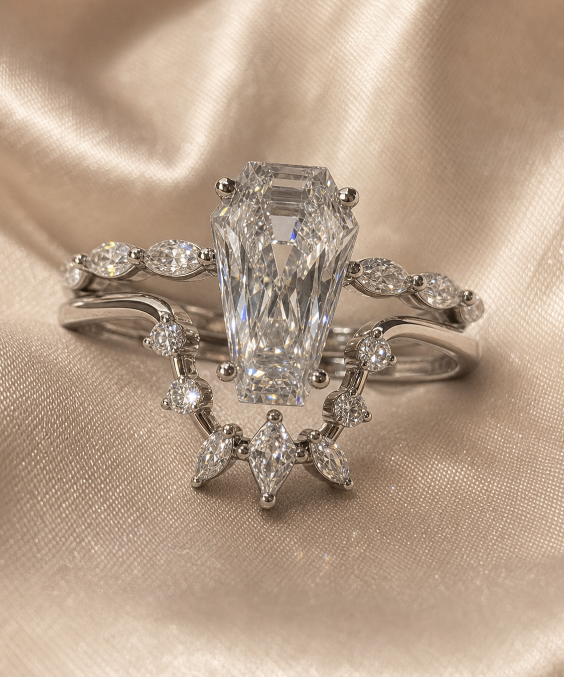 Devoted To You - Limited Coffin Cut Diamond Option Gothic Ring Set-Black Diamonds New York