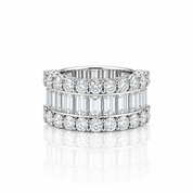 14K Gold Baguette Cut Diamond Option Anniversary Ring-Black Diamonds New York