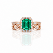 14k Gold Emerald Cut Green Diamond Option Wedding Ring Set-Black Diamonds New York