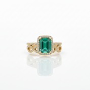 14K Gold Emerald Cut Green Diamond Option Wedding Ring Set-Black Diamonds New York