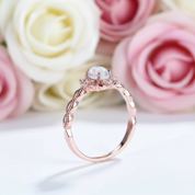 14k Gold Natural Cabochon Moonstone .7ct Oval Cut Engagement Ring-Black Diamonds New York