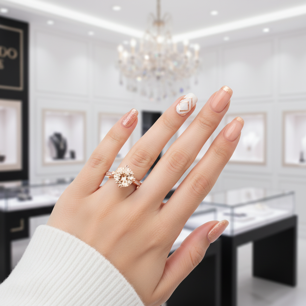 14k Rose Gold 1.2 Ct Peach Morganite & Diamond Option Ring-Black Diamonds New York
