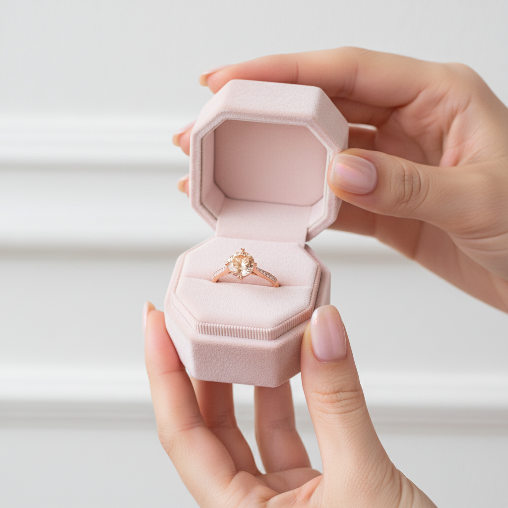 14k Rose Gold 1.2 Ct Peach Morganite & Diamond Option Ring-Black Diamonds New York