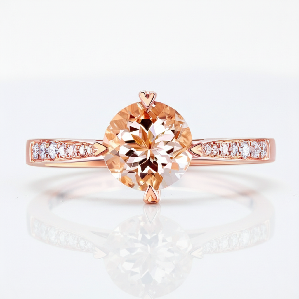14k Rose Gold 1.2 Ct Peach Morganite & Diamond Option Ring-Black Diamonds New York