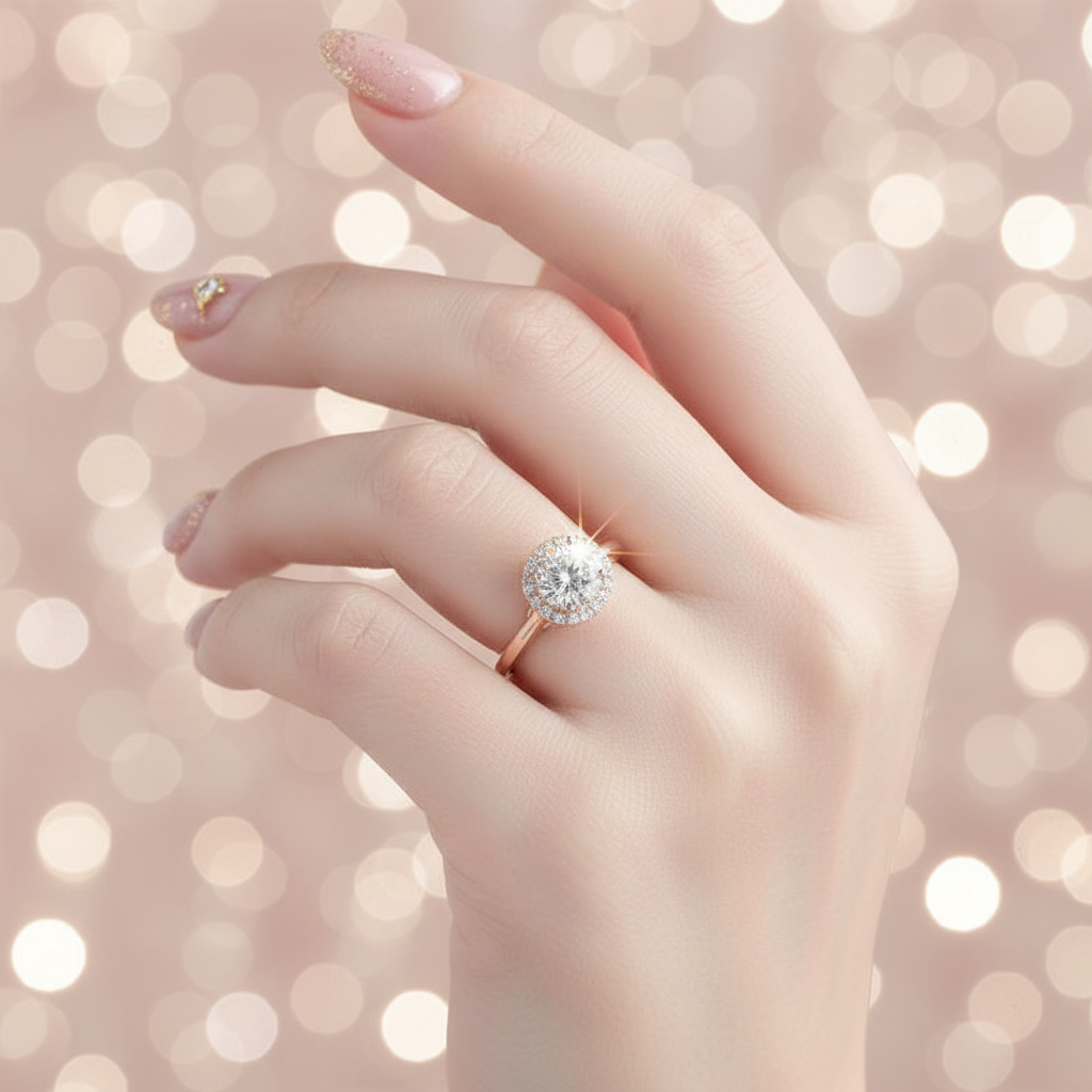 14k Rose Gold 1.2CT Diamond Classic Halo Engagement Ring-Black Diamonds New York