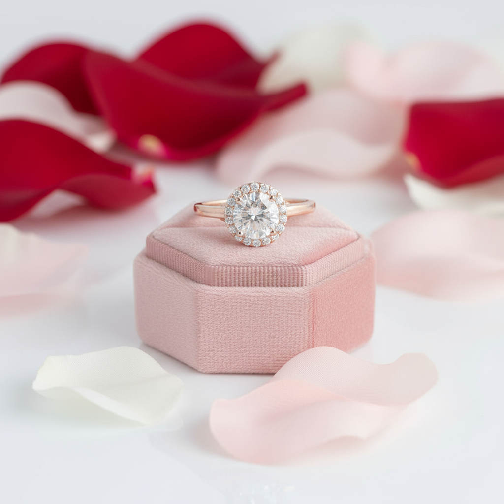 14k Rose Gold 1.2CT Diamond Classic Halo Engagement Ring-Black Diamonds New York