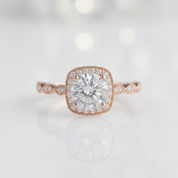 14k Rose Gold 1.2 Ct Round Cut Diamond Option Halo Engagement Ring-Black Diamonds New York