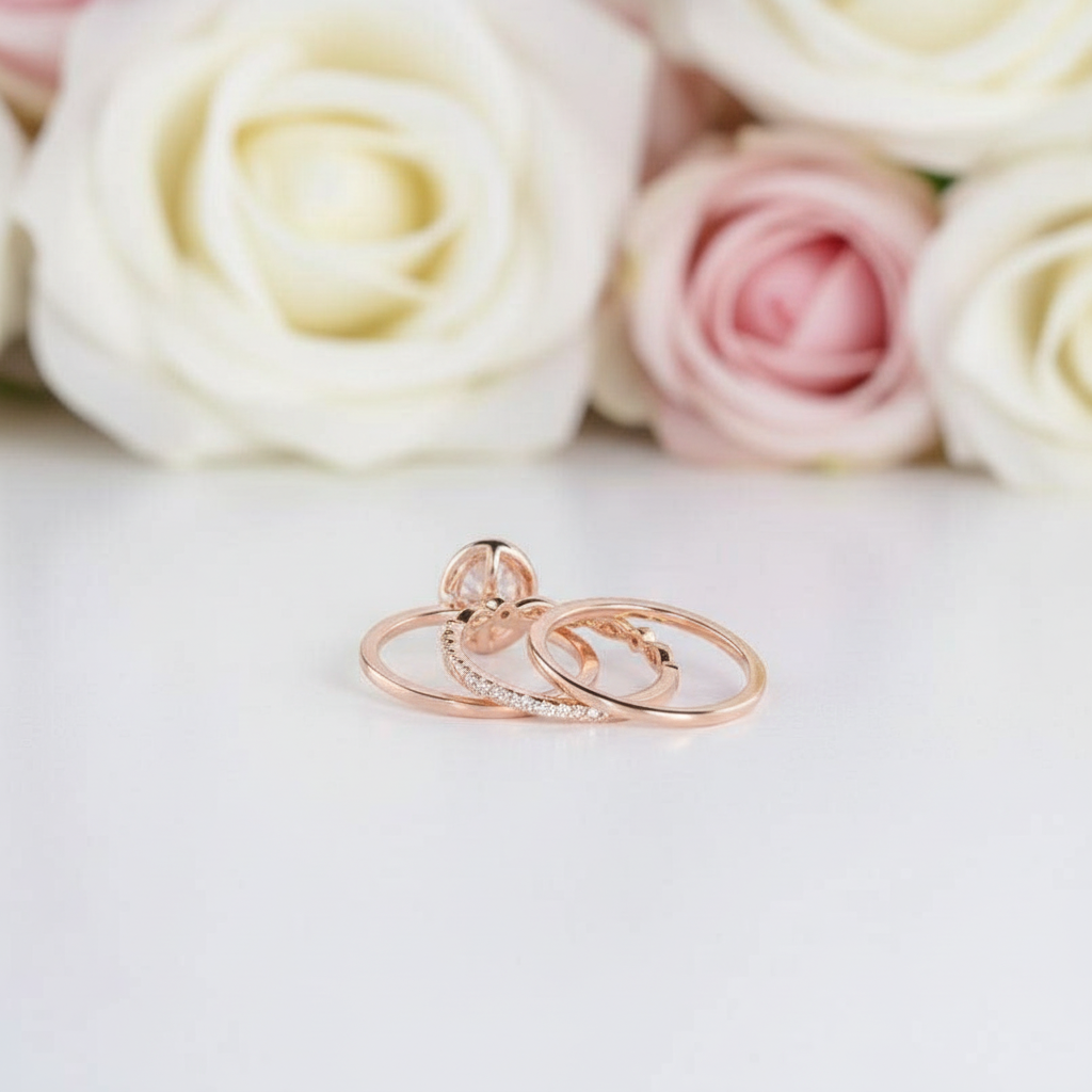 14k Rose Gold 1.5ct Oval-Cut Diamond Option Halo Engagement Ring Set-Black Diamonds New York