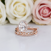 14k Rose Gold 1.5ct Oval-Cut Diamond Halo Engagement Ring Set-Black Diamonds New York