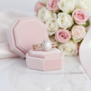 14k Rose Gold 1.5ct Oval-Cut Diamond Option Halo Engagement Ring Set-Black Diamonds New York