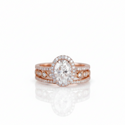 14k Rose Gold 1.5ct Oval-Cut Diamond Option Halo Engagement Ring Set-Black Diamonds New York