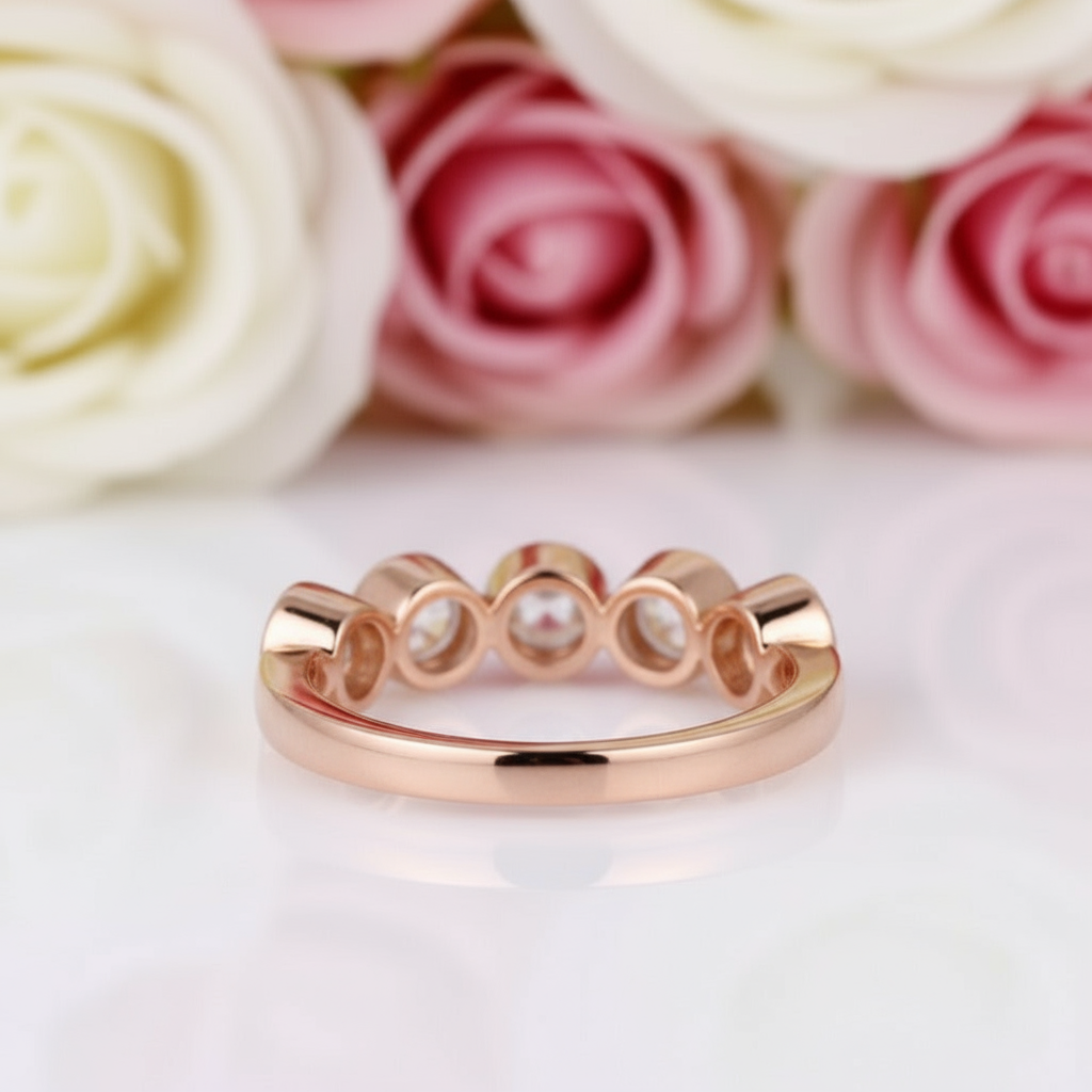 14k Rose Gold 1.5 Ctw Diamond Bubble Style Half Eternity Wedding Band-Black Diamonds New York