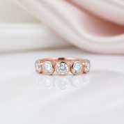 14k Rose Gold 1.5 Ctw Diamond Option Bubble Half Eternity Wedding Band-Black Diamonds New York