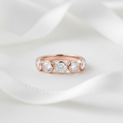 14k Rose Gold 1.5 Ctw Diamond Option Bubble Half Eternity Wedding Band-Black Diamonds New York