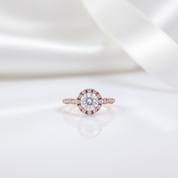 14k Rose Gold 1ct 6.5mm Diamond Option Halo Engagement Ring-Black Diamonds New York