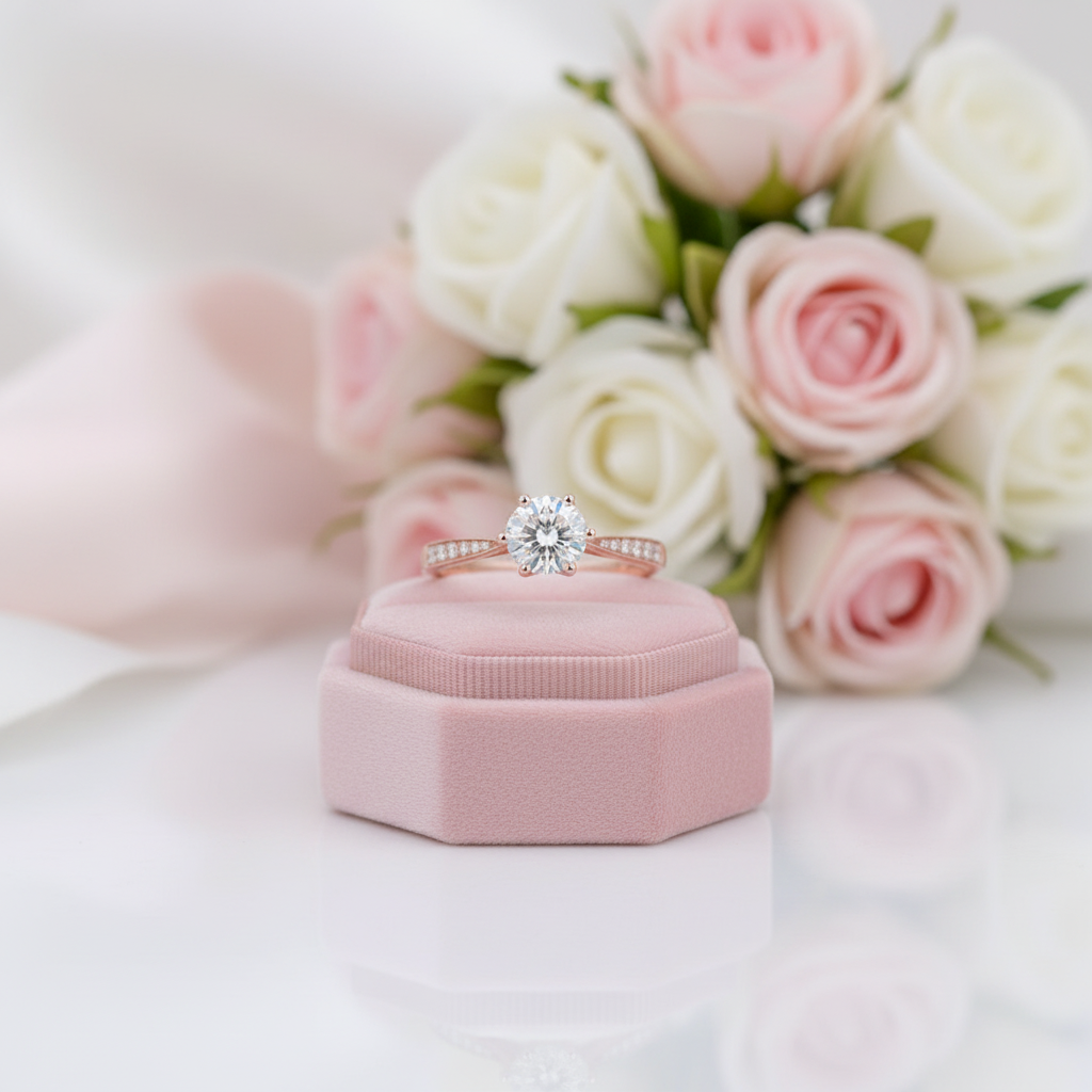 14k Rose Gold 1.0 Ct Diamond Option 6 Prong Solitaire Engagement Ring-Black Diamonds New York