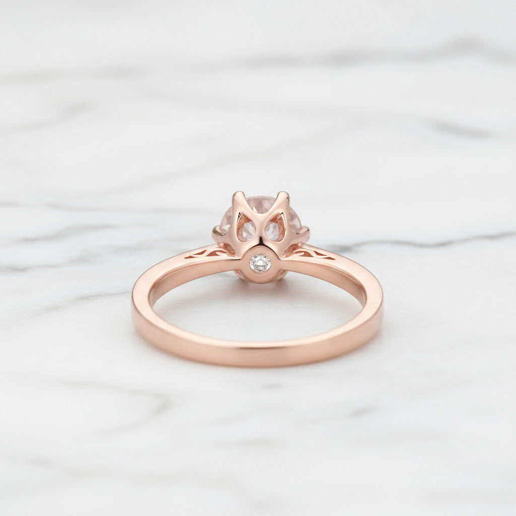 14k Rose Gold 1.0 Ct Diamond Option 6 Prong Solitaire Engagement Ring-Black Diamonds New York