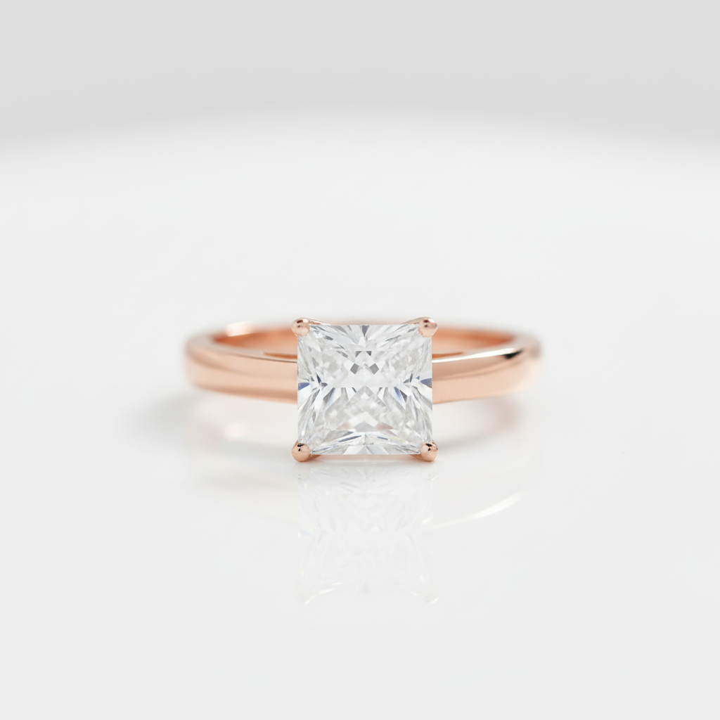 14k Rose Gold 1ct Princess Cut Diamond Option Ring-Black Diamonds New York