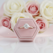 14k Rose Gold 1.0 Ct Round Cut Diamond Option Engagement Ring-Black Diamonds New York