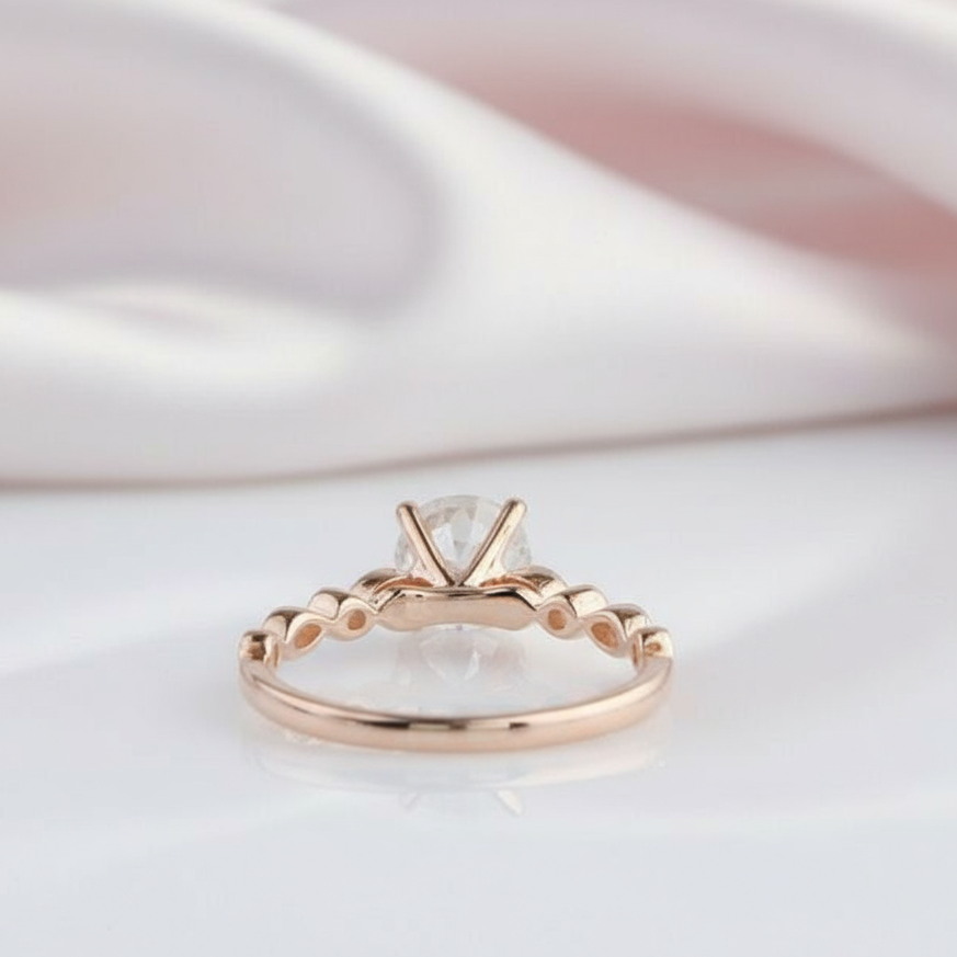 14k Rose Gold 1.0 Ct Round Cut Diamond Engagement Ring-Black Diamonds New York