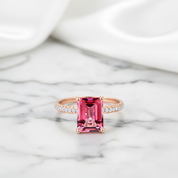 14k Rose Gold 2.8ct Pink Topaz Diamond Option Ring-Black Diamonds New York