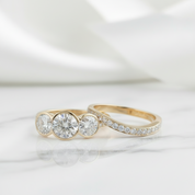 14k Rose Gold 3.1ct Diamond Three Stone Engagement Ring Set-Black Diamonds New York