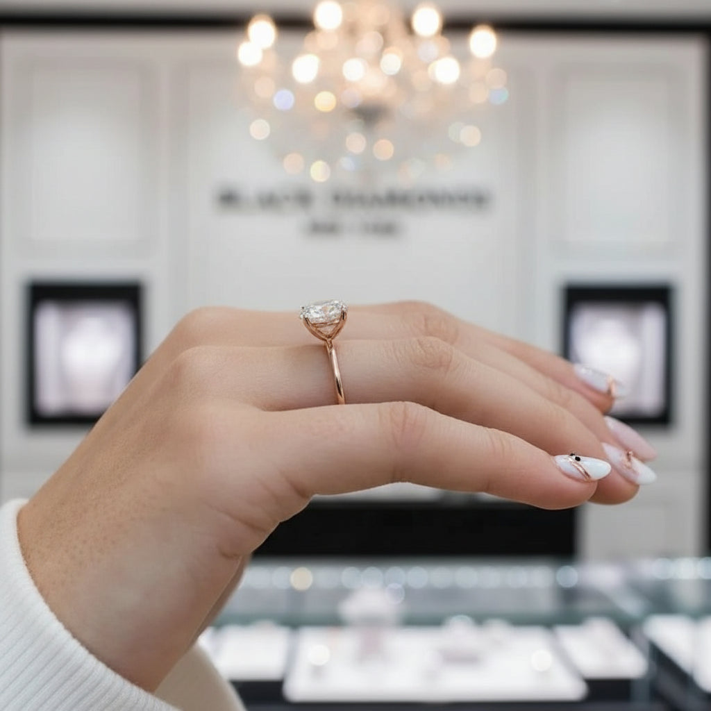 14k Rose Gold 3.5 Ct Diamond Solitaire Engagement Ring-Black Diamonds New York