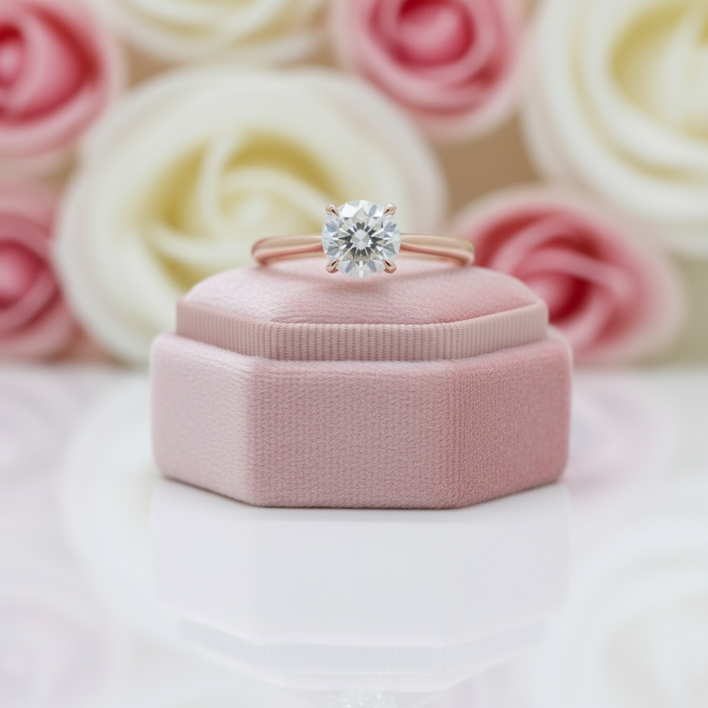 14k Rose Gold 3.5 Ct Diamond Solitaire Engagement Ring-Black Diamonds New York