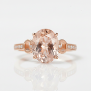 14k Rose Gold 3.5 Ct Oval Peach Morganite 0.09 Ct Natural Diamond Option Ring-Black Diamonds New York
