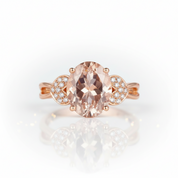 14K Rose Gold 3.5 Ct Oval Peach Morganite & Diamond Option-Black Diamonds New York