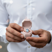 14K Rose Gold 3.5ct Swiss Blue Topaz & Natural Diamond Option Ring-Black Diamonds New York