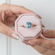 14K Rose Gold 3.5ct Swiss Blue Topaz & Natural Diamond Option Ring-Black Diamonds New York