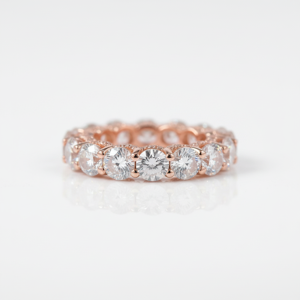 14k Rose Gold 5.1 Ct Round Cut Diamond Option Wedding Band-Black Diamonds New York