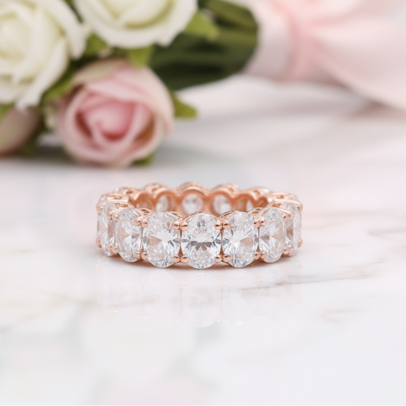 14k Rose Gold 5.1 Ct Round Cut Diamond Option Wedding Band-Black Diamonds New York
