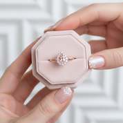 14k Rose Gold 5*7mm Morganite Halo Engagement Cocktail Engagement Ring-Black Diamonds New York