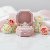 14k Rose Gold 6.5mm Diamond Halo Engagement Ring