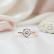 14k Rose Gold 6.5mm Diamond Option Halo Engagement Ring-Black Diamonds New York