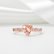 14k Rose Gold 7mm Heart Peach Morganite Diamond Option Ring-Black Diamonds New York