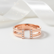 14k Rose Gold Anniversary Ring 0.04ct Natural Diamond Option-Black Diamonds New York