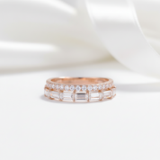 14K Rose Gold Baguette and Round Diamond Option Wedding Band-Black Diamonds New York