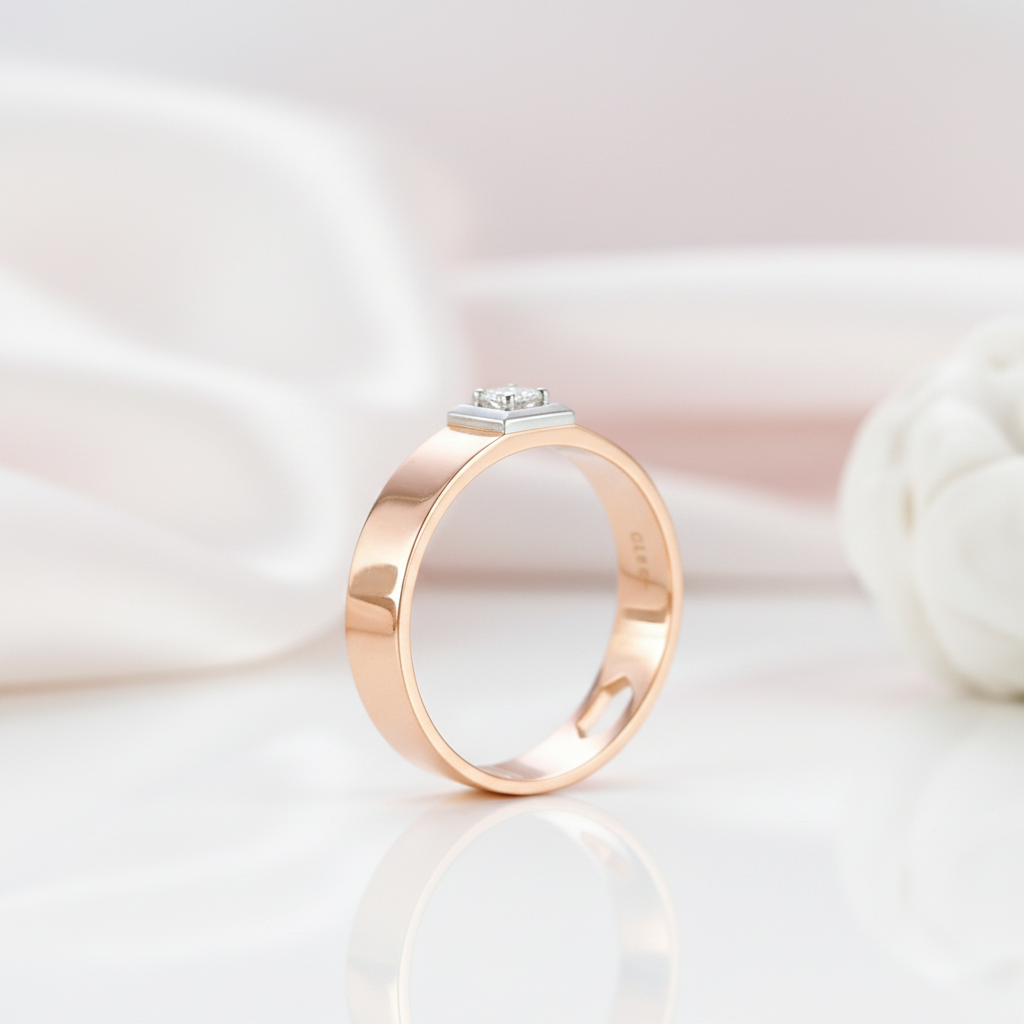 14k Rose Gold Band Ring Diamond Option-Black Diamonds New York