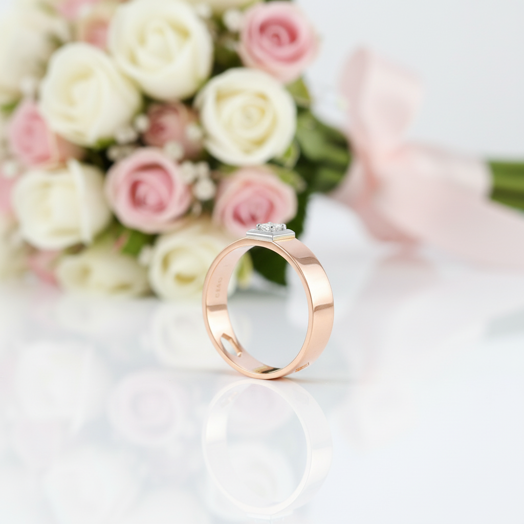 14k Rose Gold Band Ring Diamond Option-Black Diamonds New York