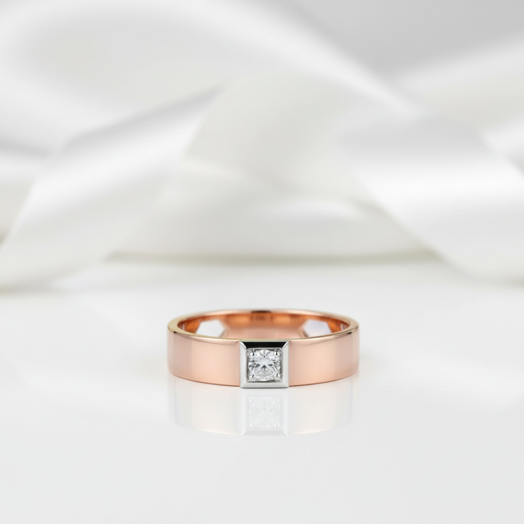 14k Rose Gold Band Ring Diamond Option-Black Diamonds New York